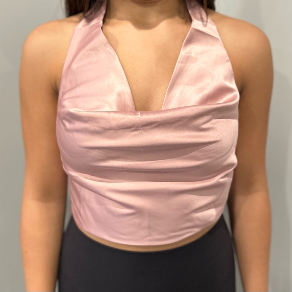 Silk tie halter top